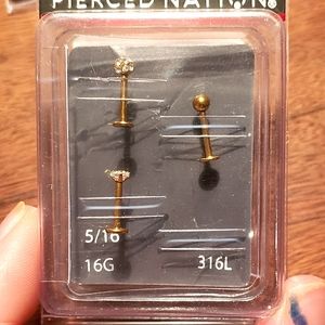 3 Piece Spencers/Hot Topic Professional Grade Labret/Monroe/Tragus Studs